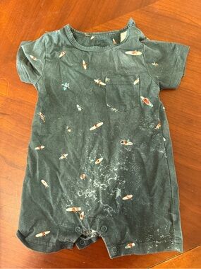 Little Bosh Surfboard Print Short Romper 9-12months